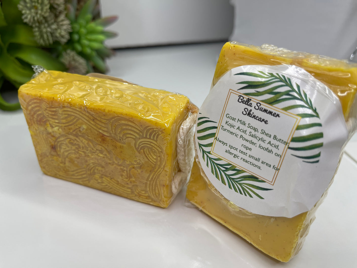 Turmeric Salicylic & Kojic acid Exfoliating Loofah soap on rope
