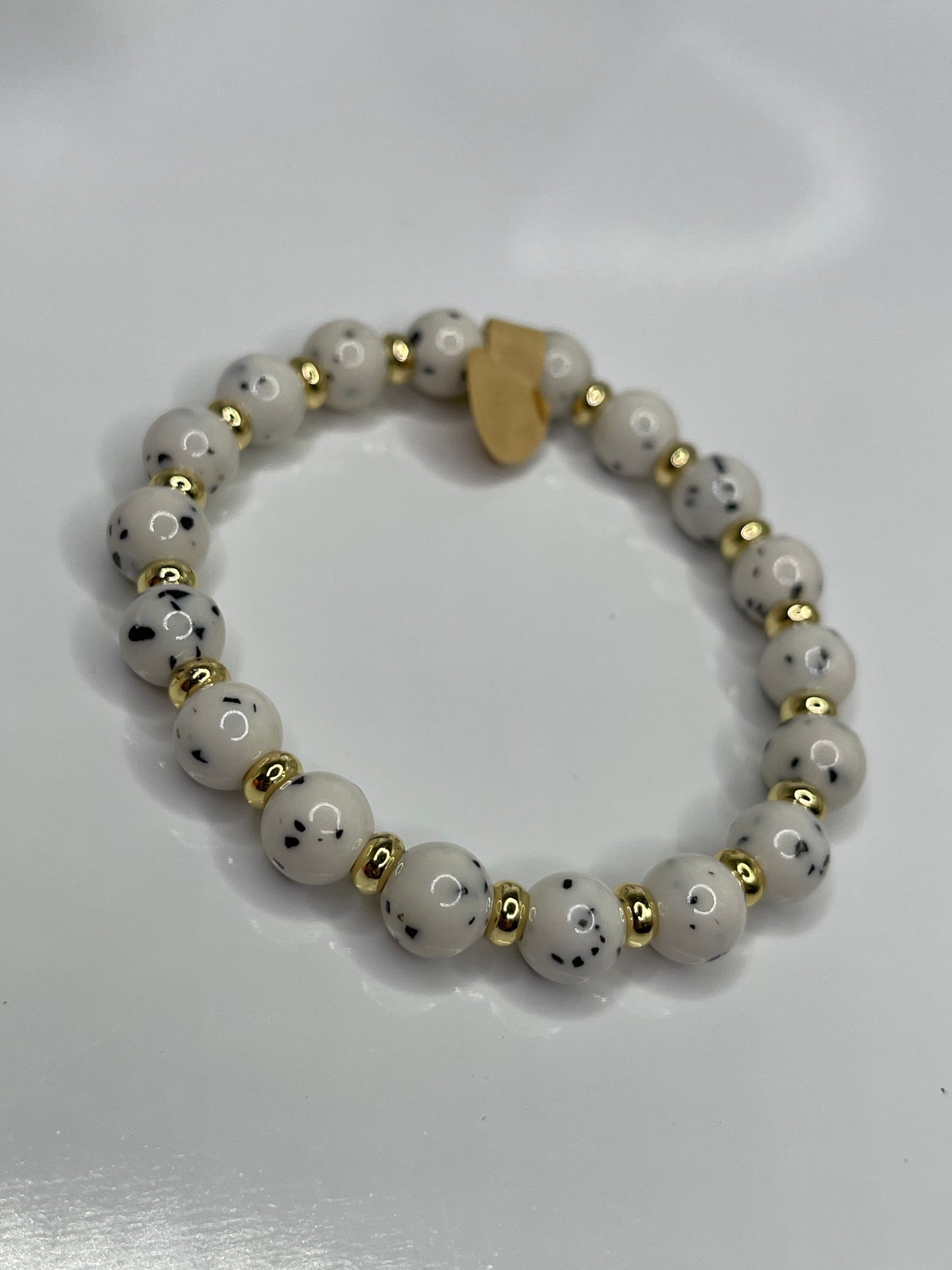 Dalmatian Polka Dot Beaded Bracelet