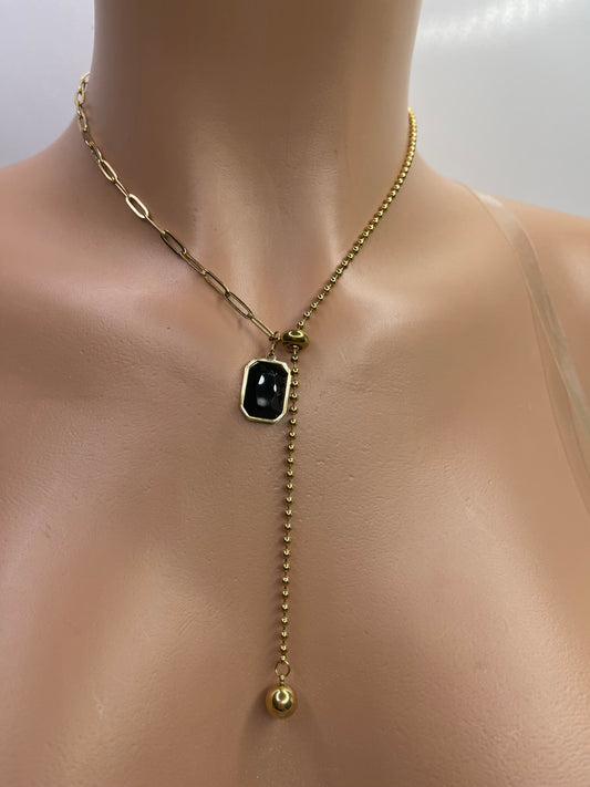 Gold and Black stainless steel Necklace