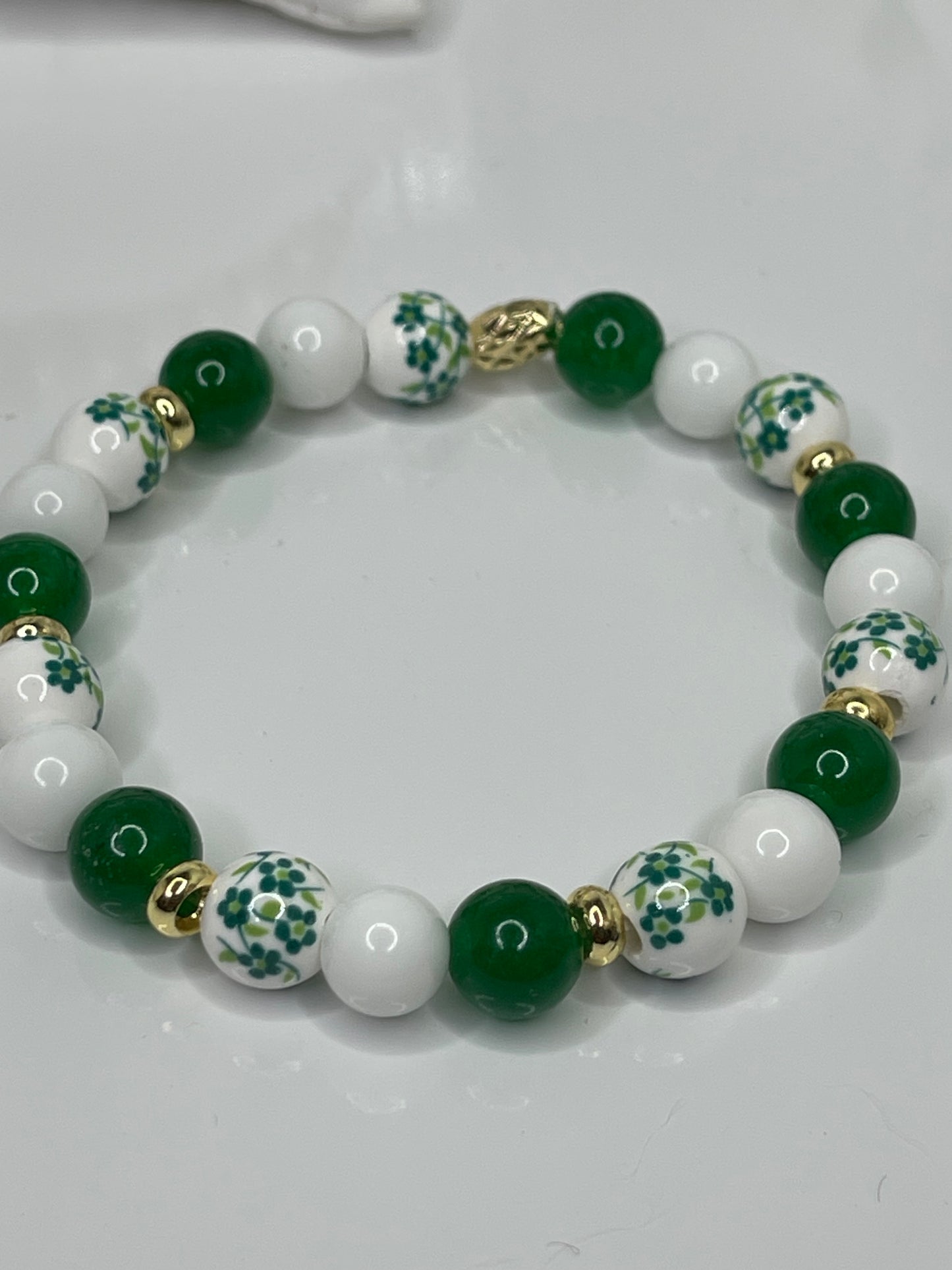 Floral Green bead bracelet