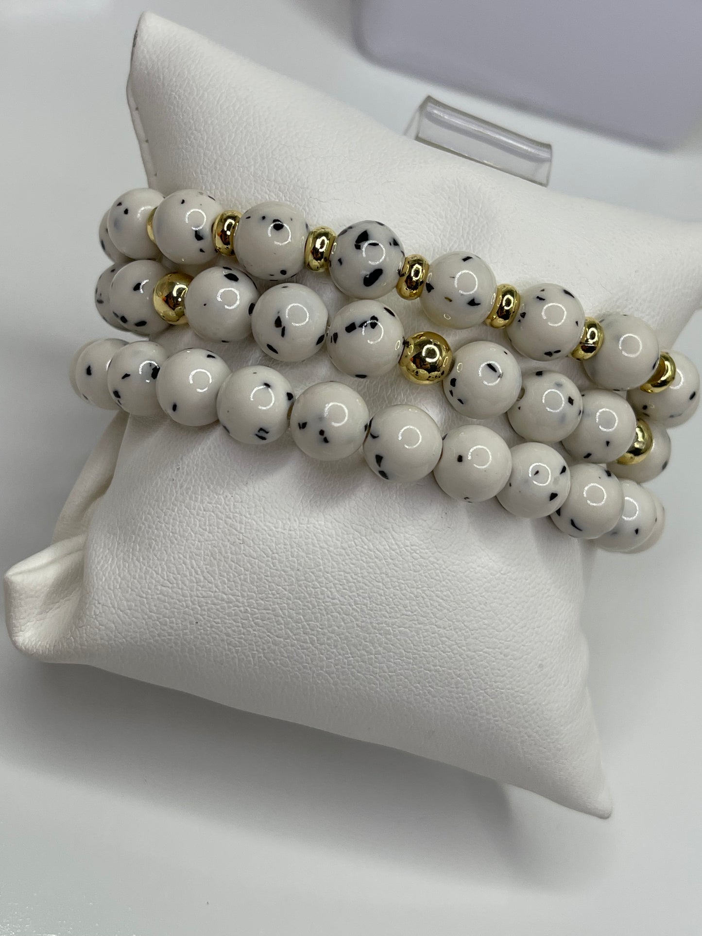 Dalmatian Polka Dot Beaded Bracelet