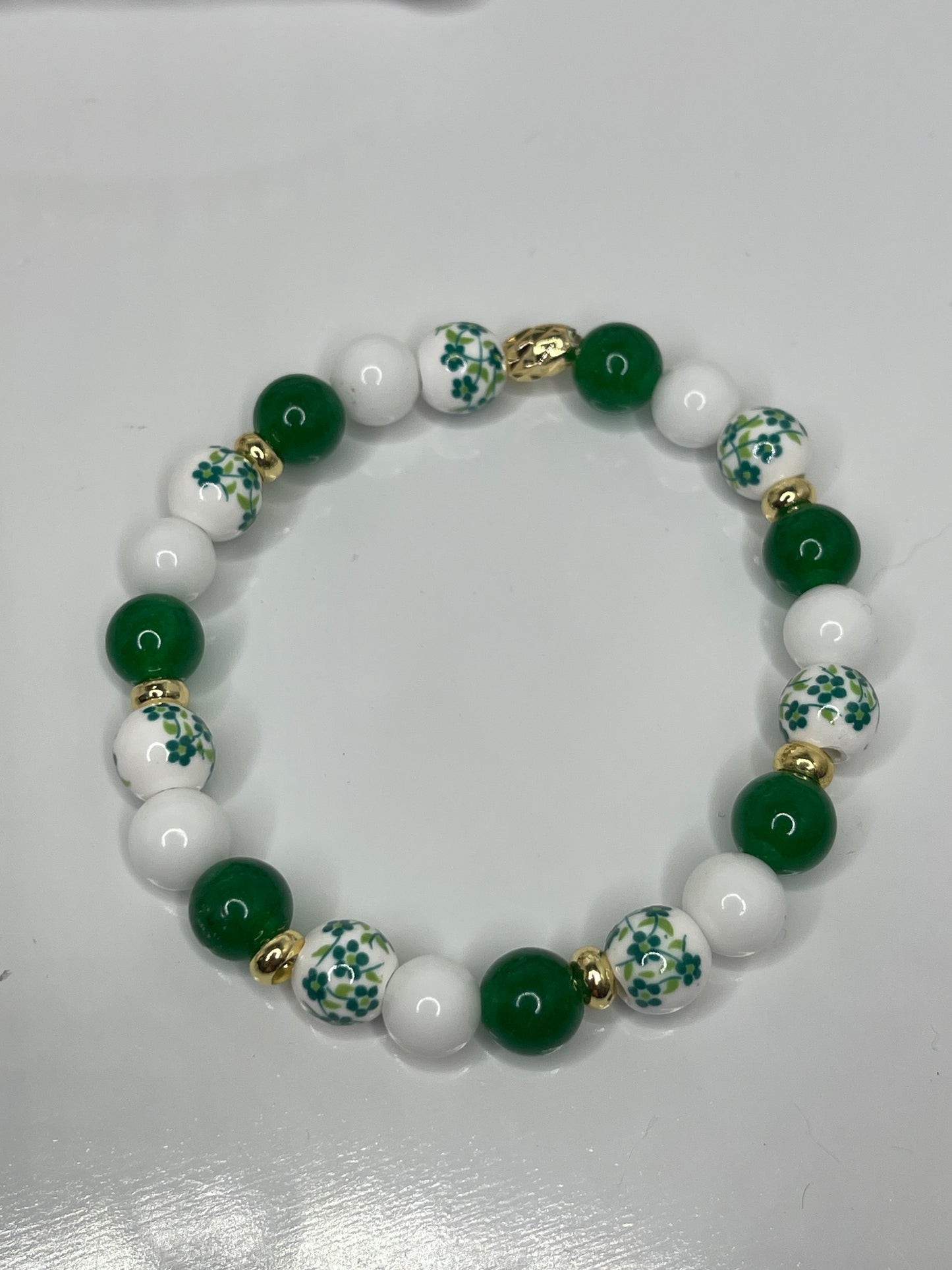 Floral Green bead bracelet