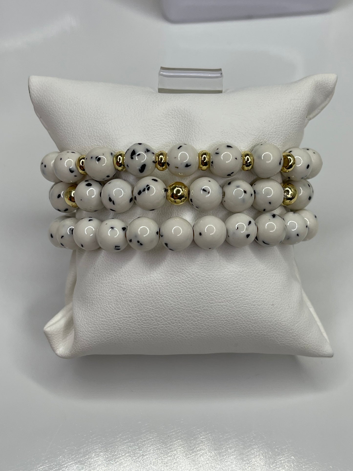 Dalmatian Polka Dot Beaded Bracelet