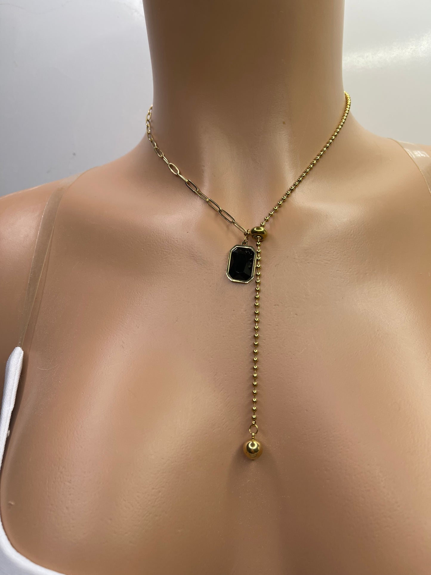 Gold and Black stainless steel Necklace