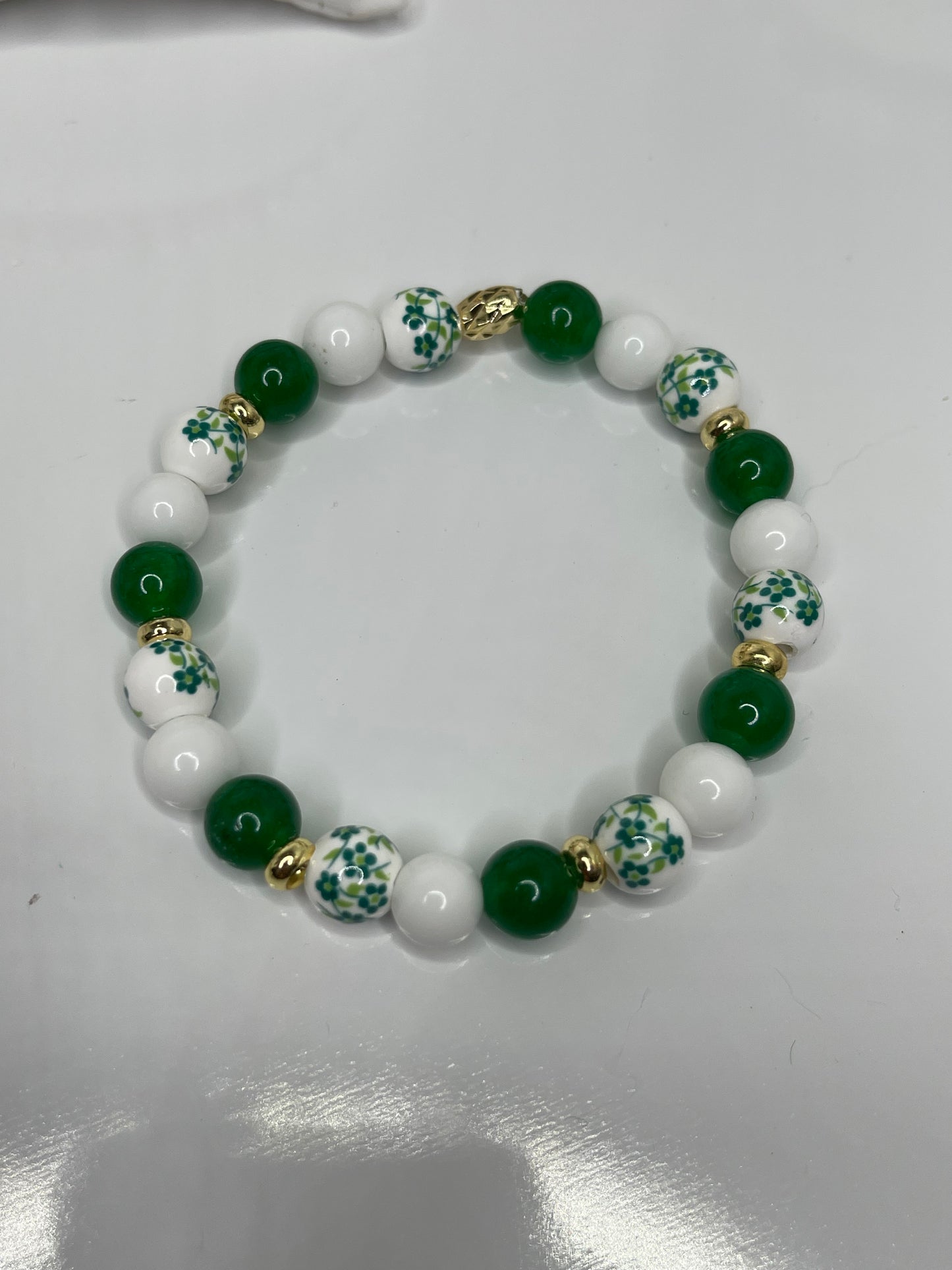 Floral Green bead bracelet