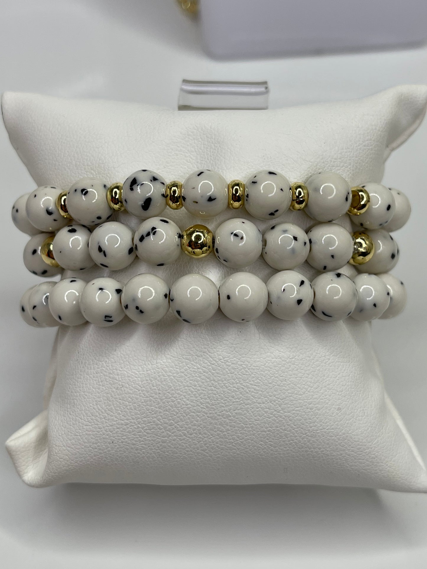 Dalmatian Polka Dot Beaded Bracelet