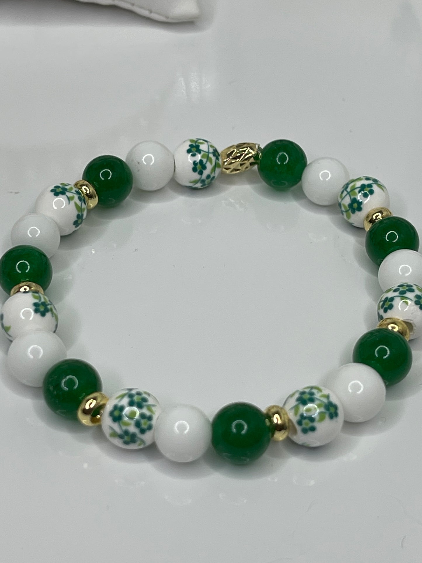 Floral Green bead bracelet