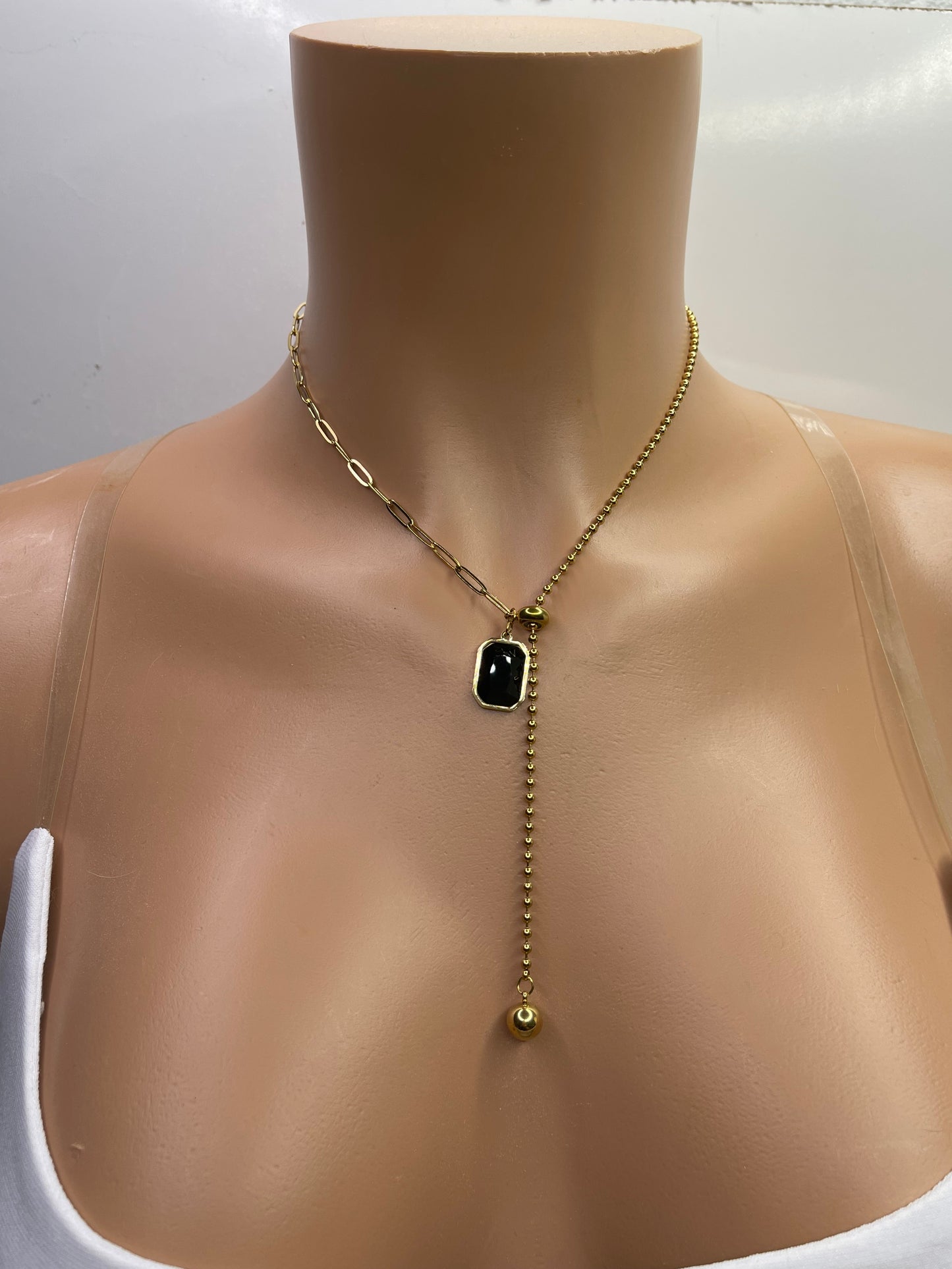 Gold and Black stainless steel Necklace