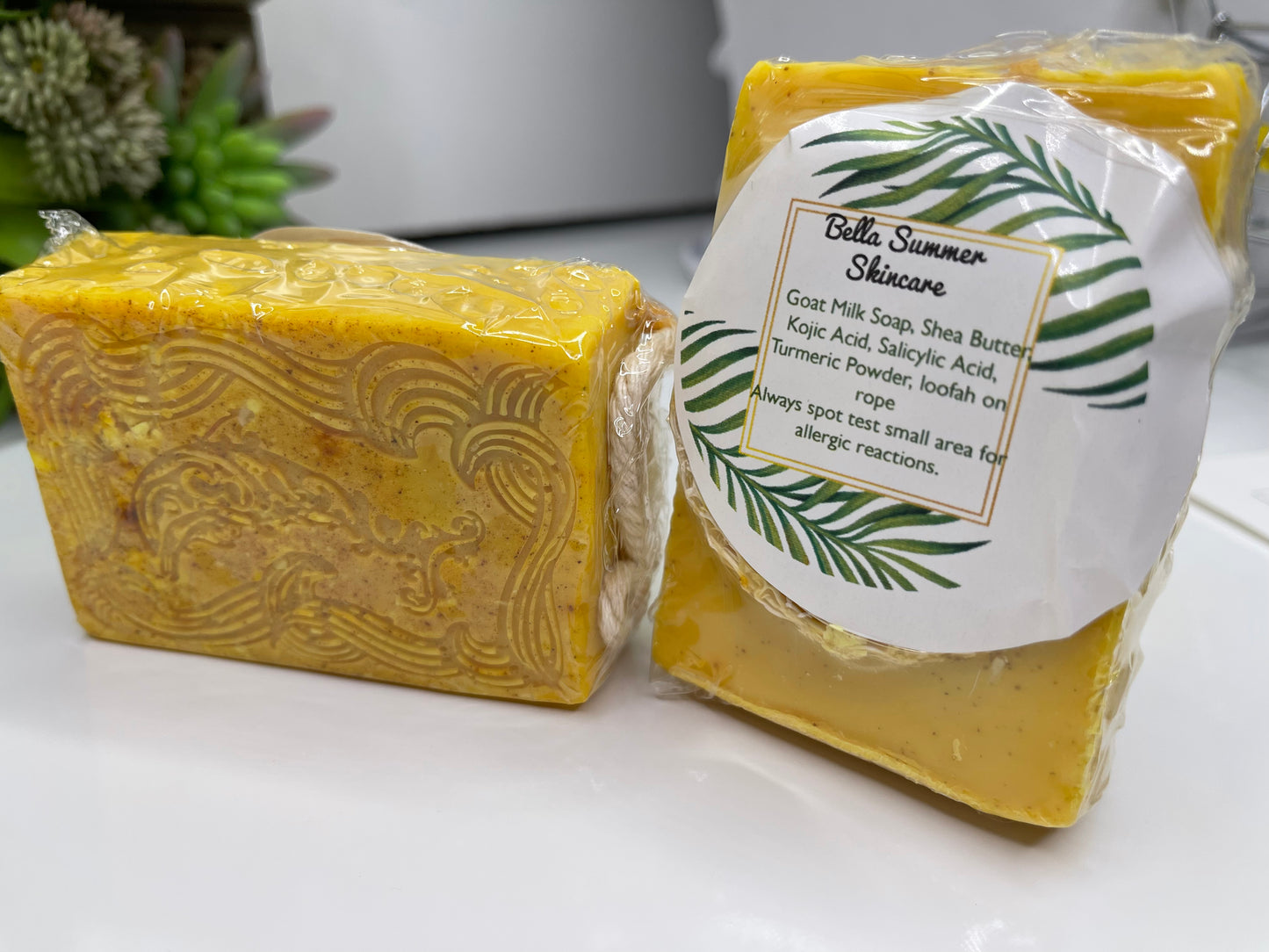 Turmeric Salicylic & Kojic acid Exfoliating Loofah soap on rope