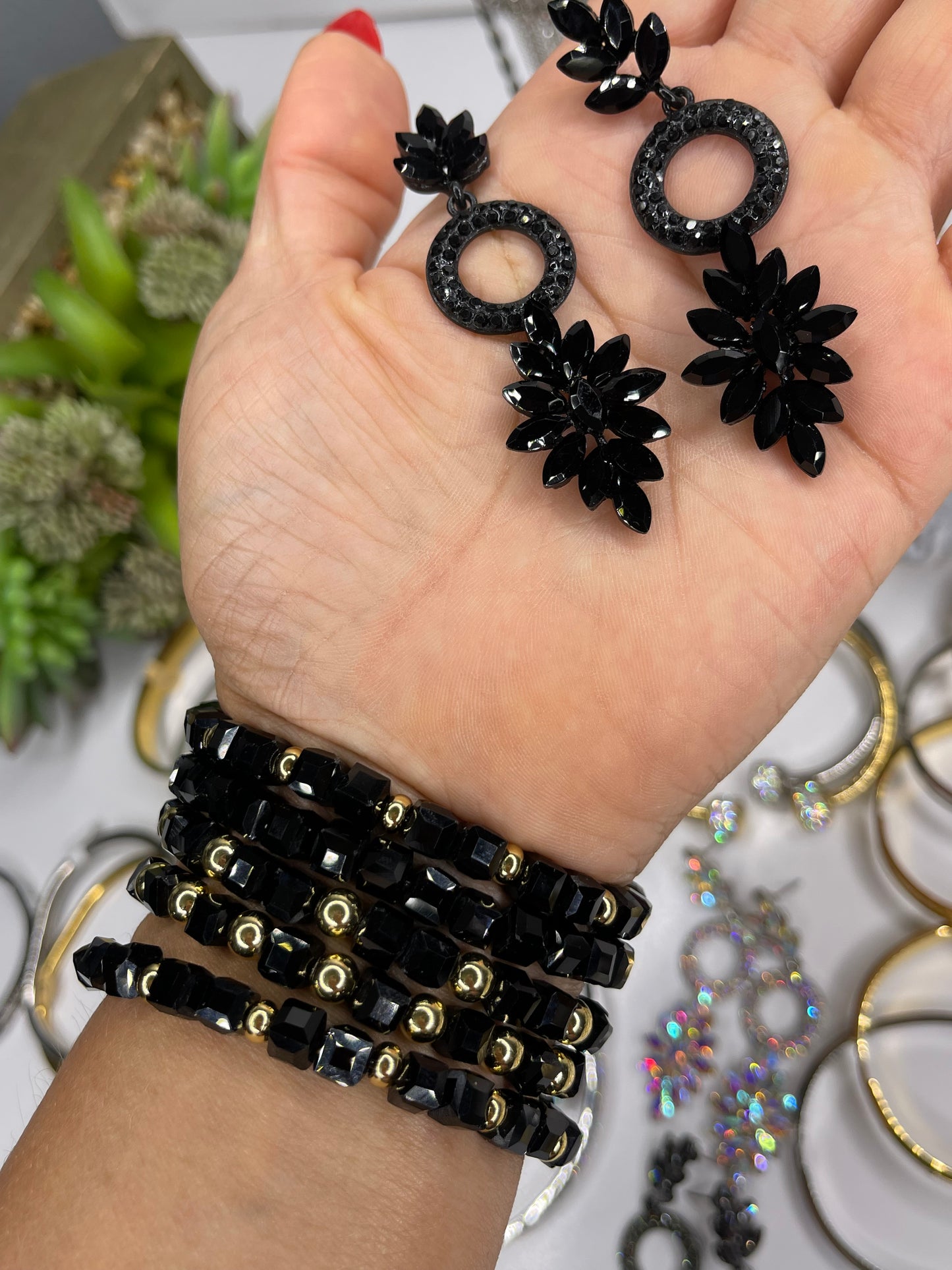 Black Crystal Earrings