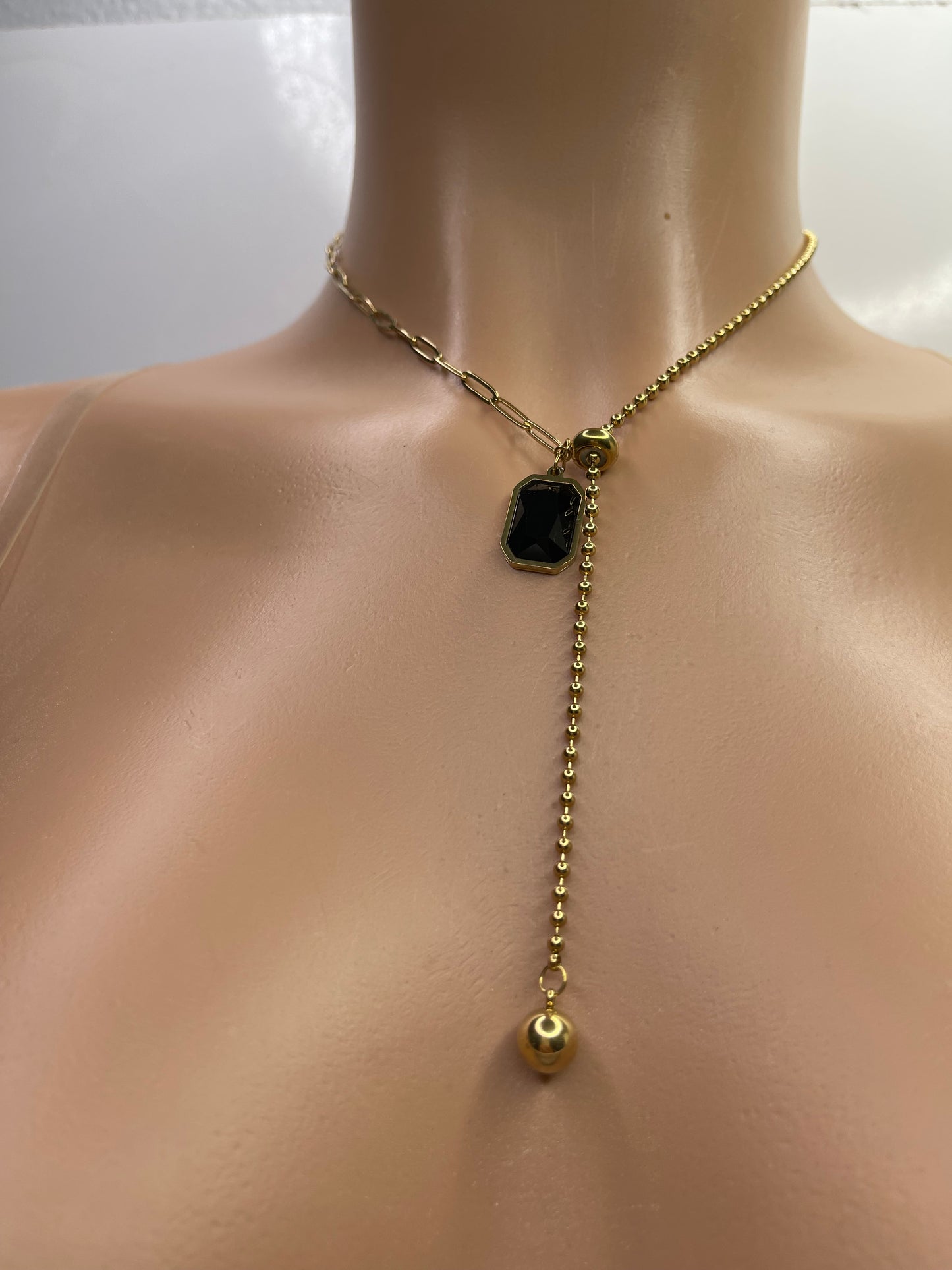 Gold and Black stainless steel Necklace