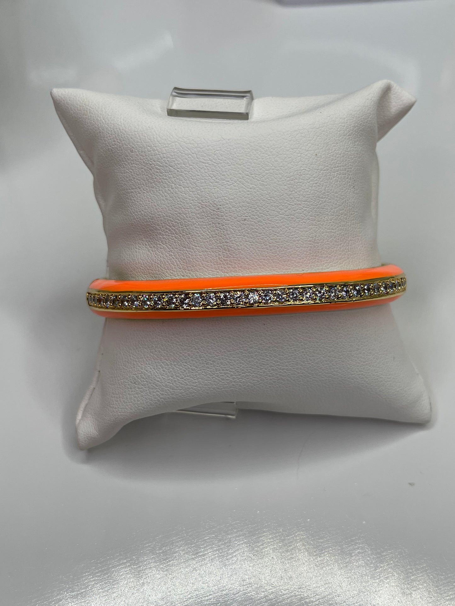 Beaded Arm Candy Bracelets Orange and white Polka Dot set