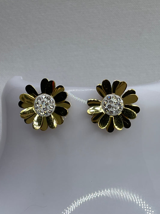 Daisy Crystal Gold earrings Stainless steel earrings