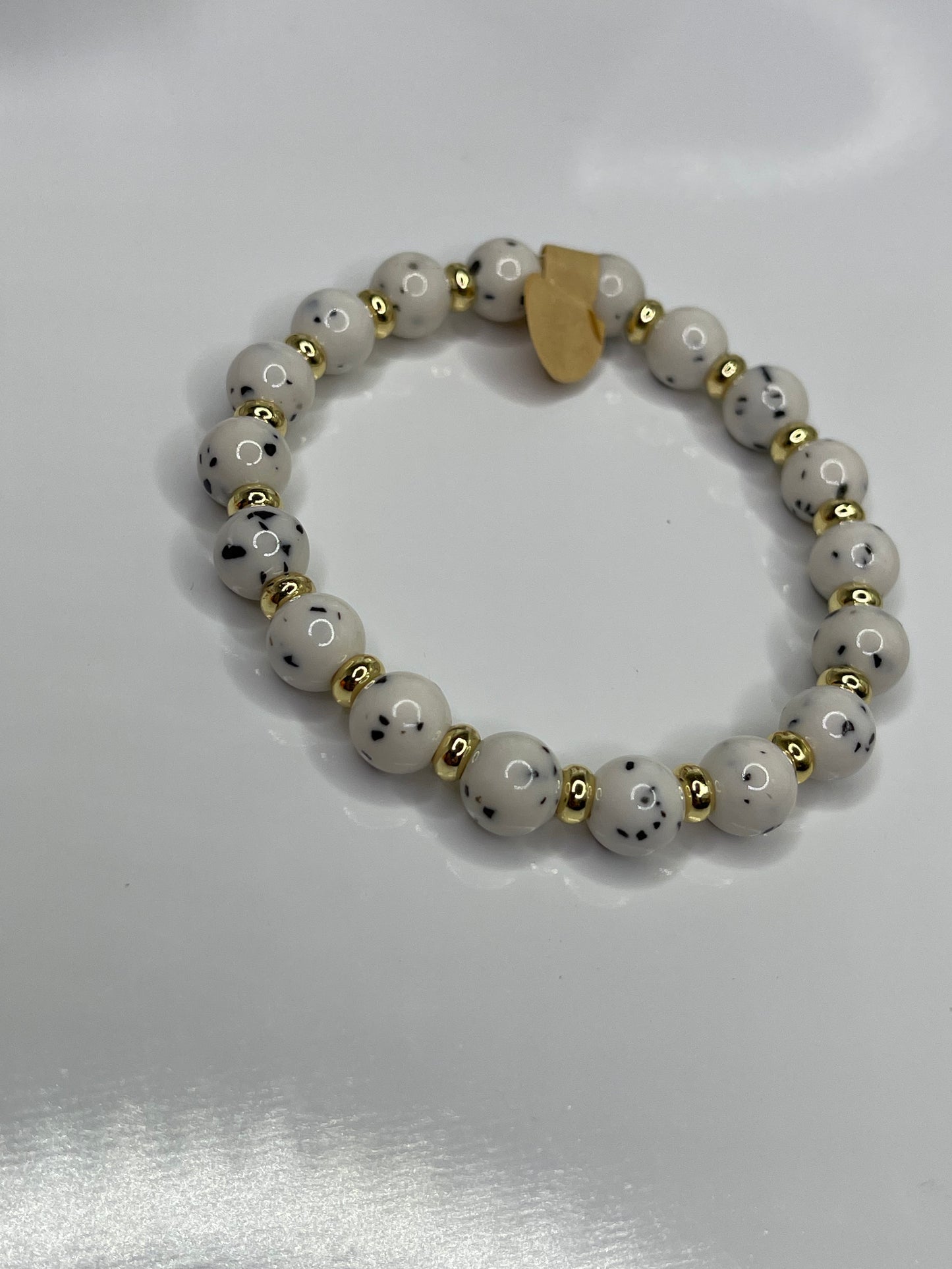 Dalmatian Polka Dot Beaded Bracelet