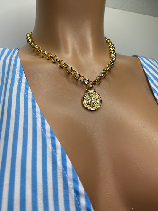 Greek coin Gold necklace