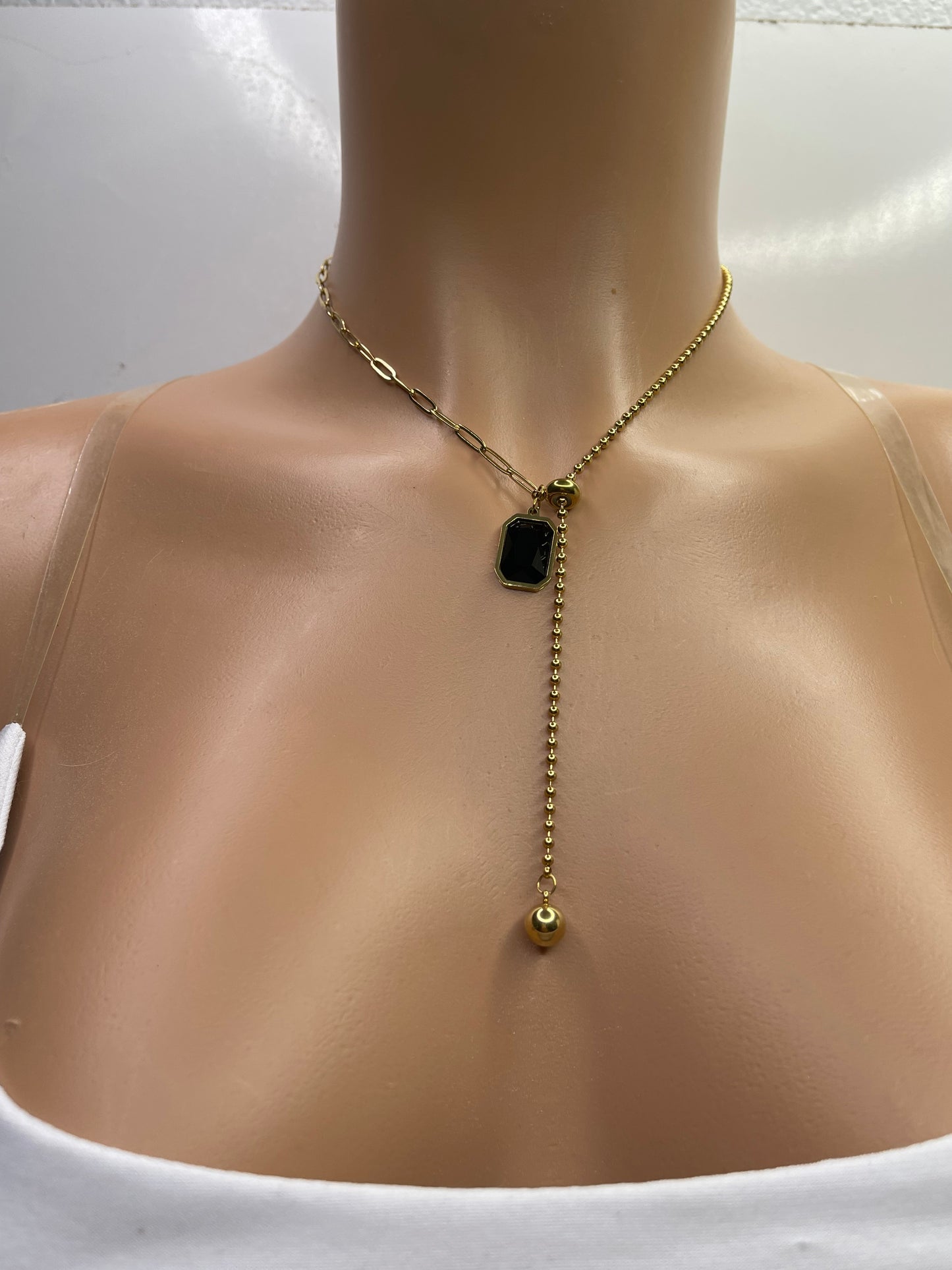 Gold and Black stainless steel Necklace