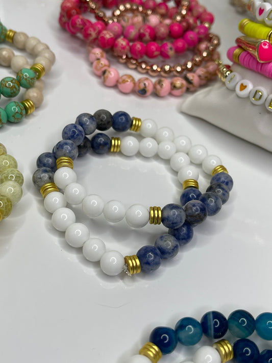 Sky Dark Blue agate white mountain jade