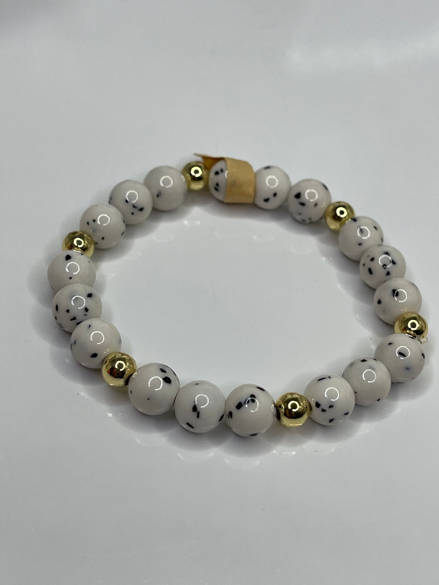 Dalmatian Polka Dot Beaded Bracelet