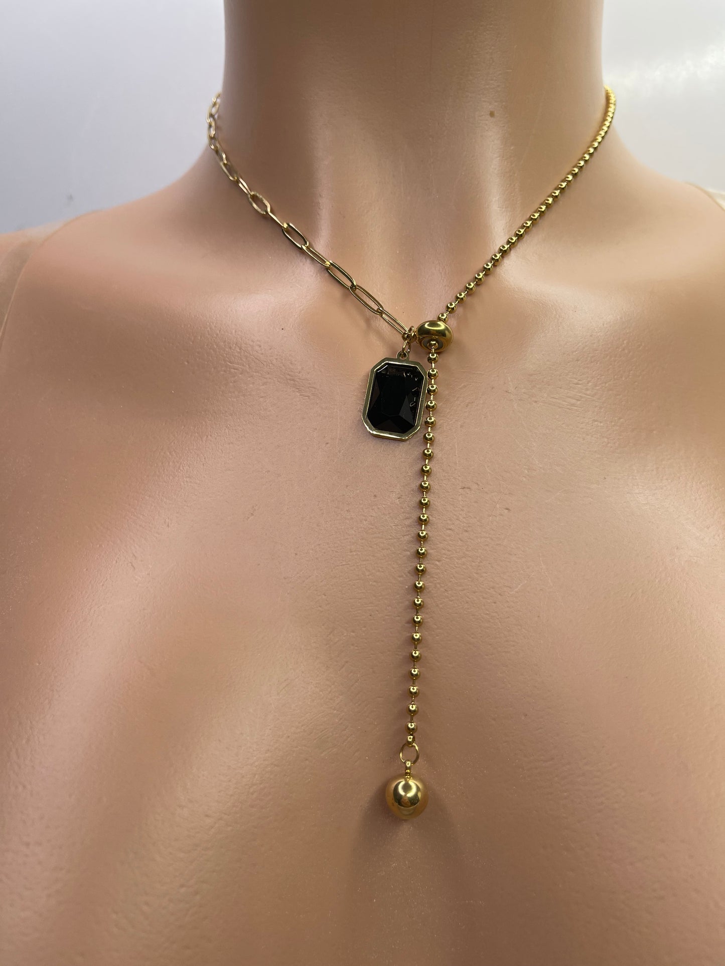 Gold and Black stainless steel Necklace