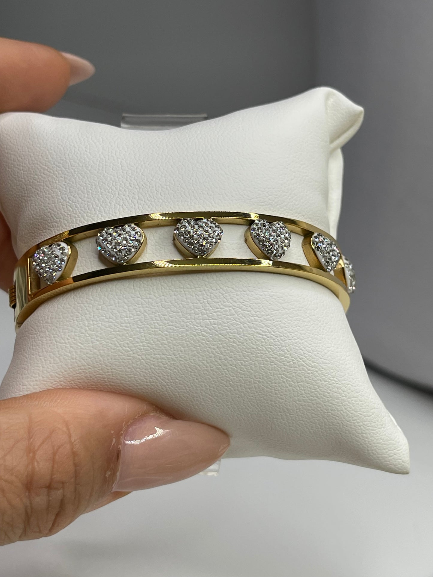 Sparkle Heart Gold Bangle Bracelet/ Stackable Bangles Arm Candy