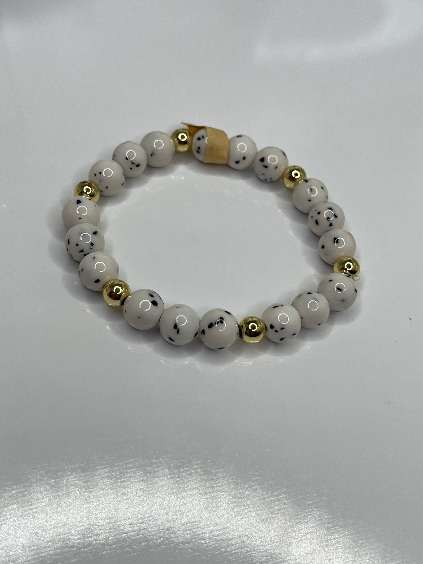 Dalmatian Polka Dot Beaded Bracelet