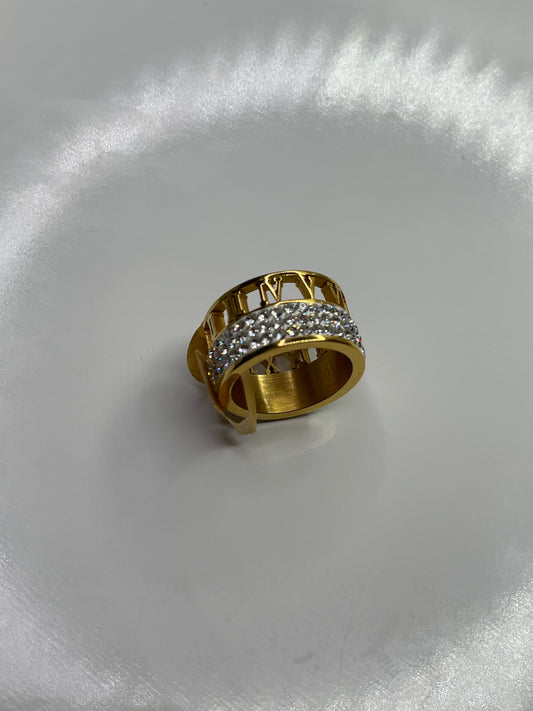 Numeric Gold Bling ring stainless steel