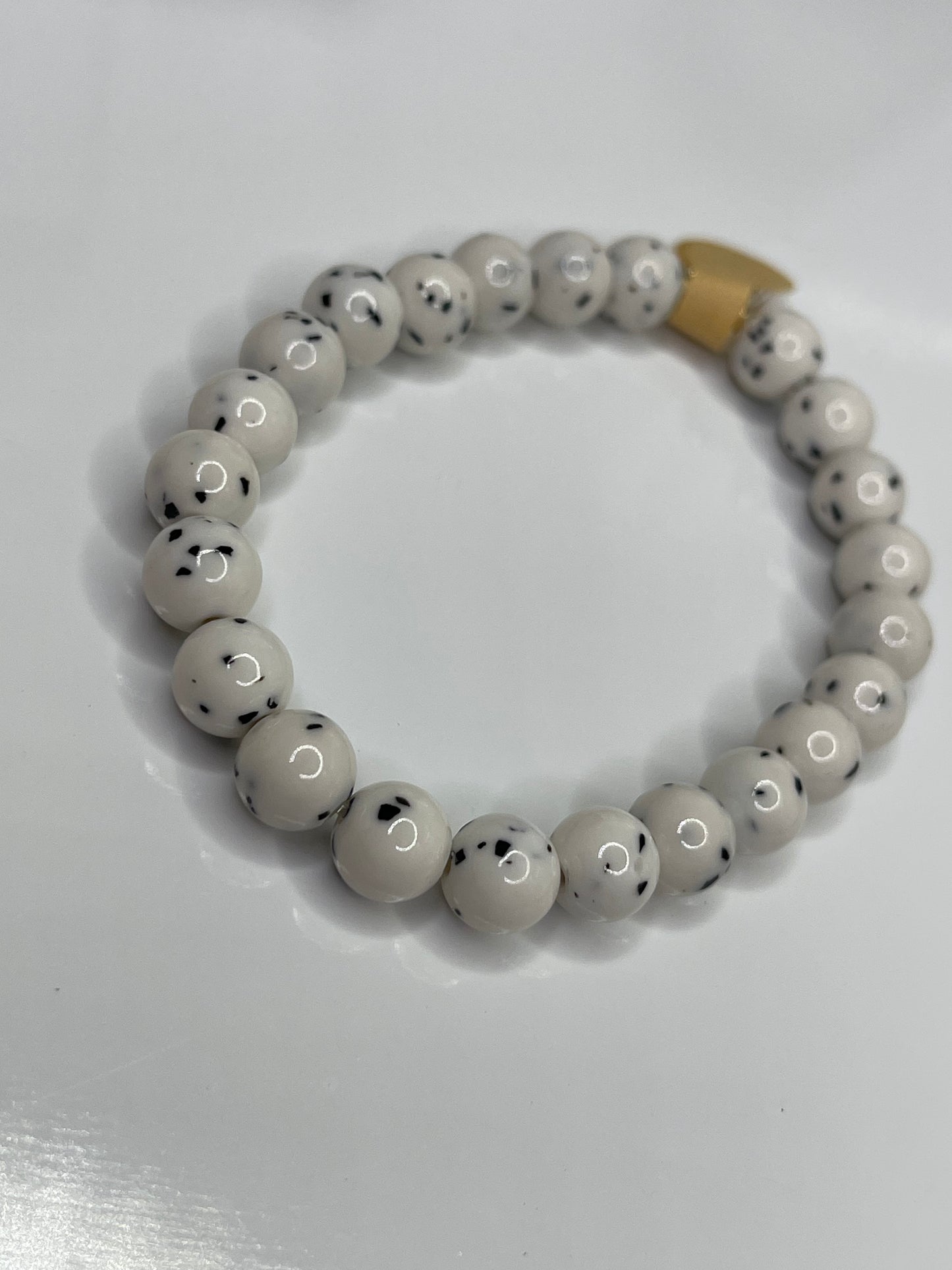 Dalmatian Polka Dot Beaded Bracelet