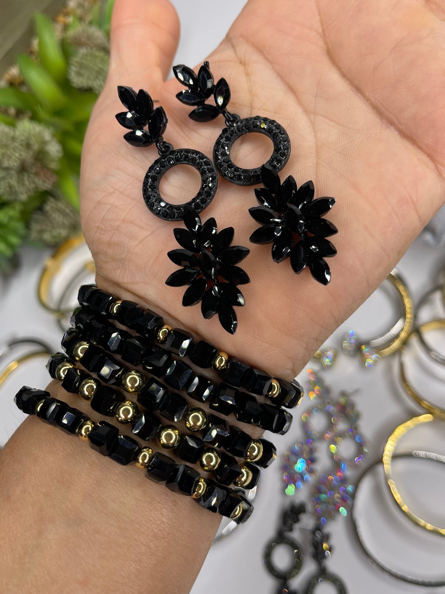 Black Crystal Earrings