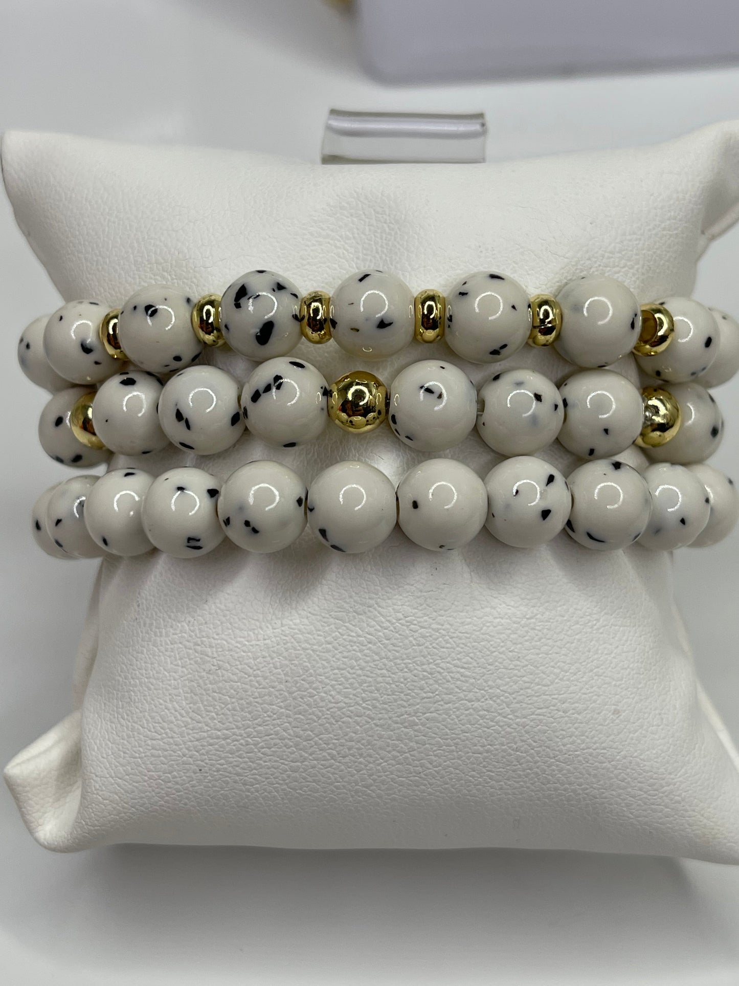 Dalmatian Polka Dot Beaded Bracelet