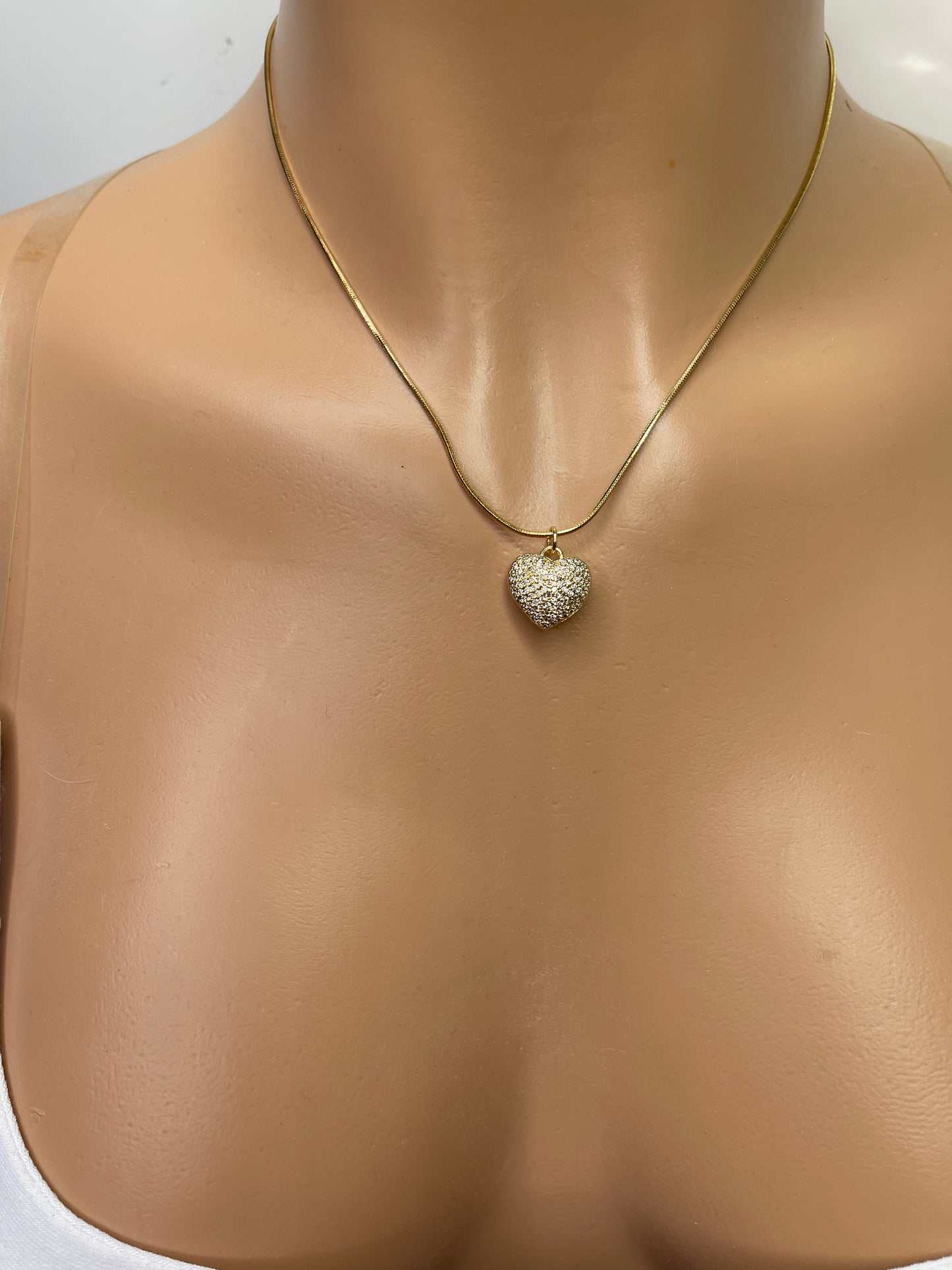 Gold Zirconia Heart Necklace