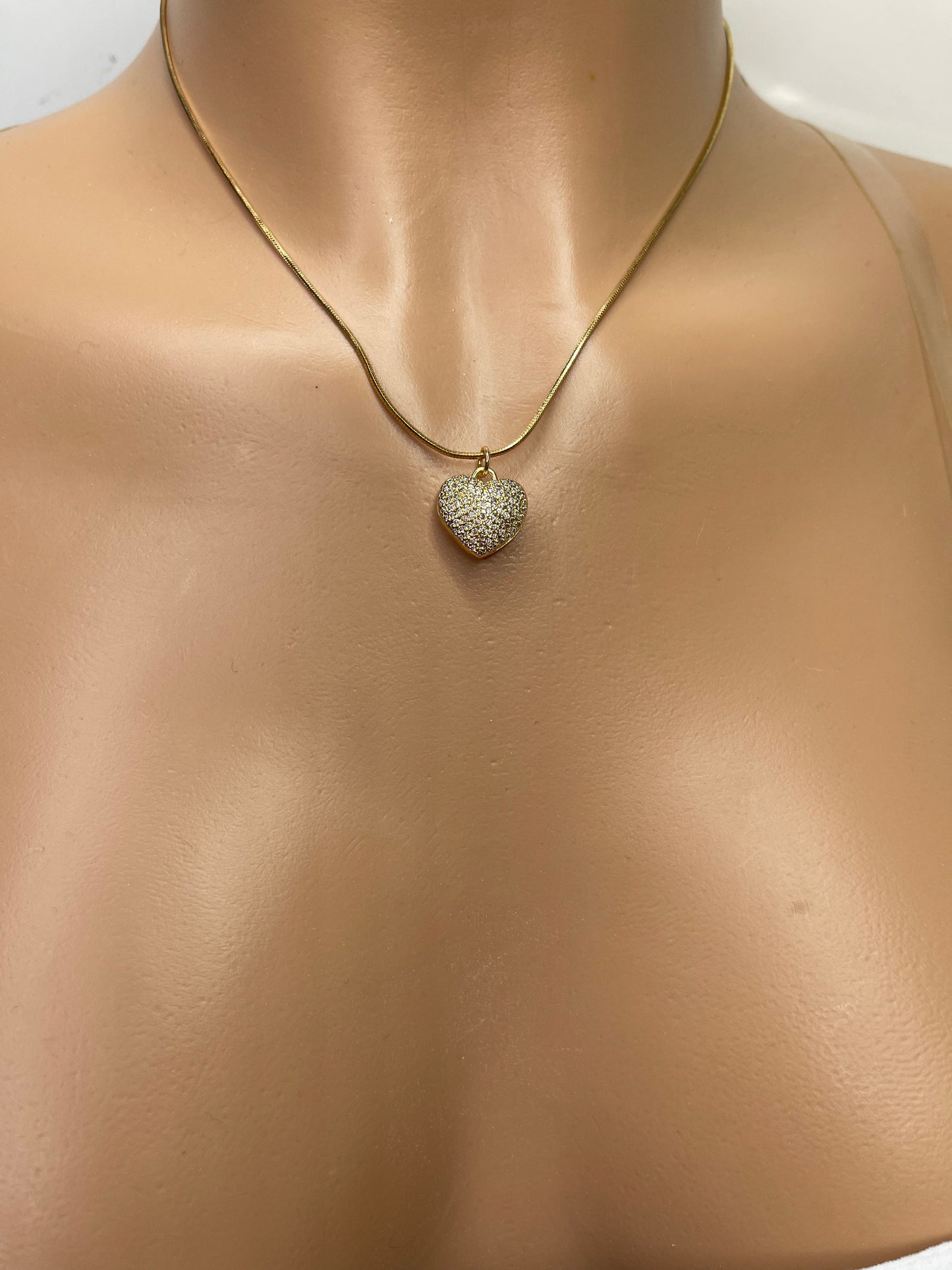 Gold Zirconia Heart Necklace