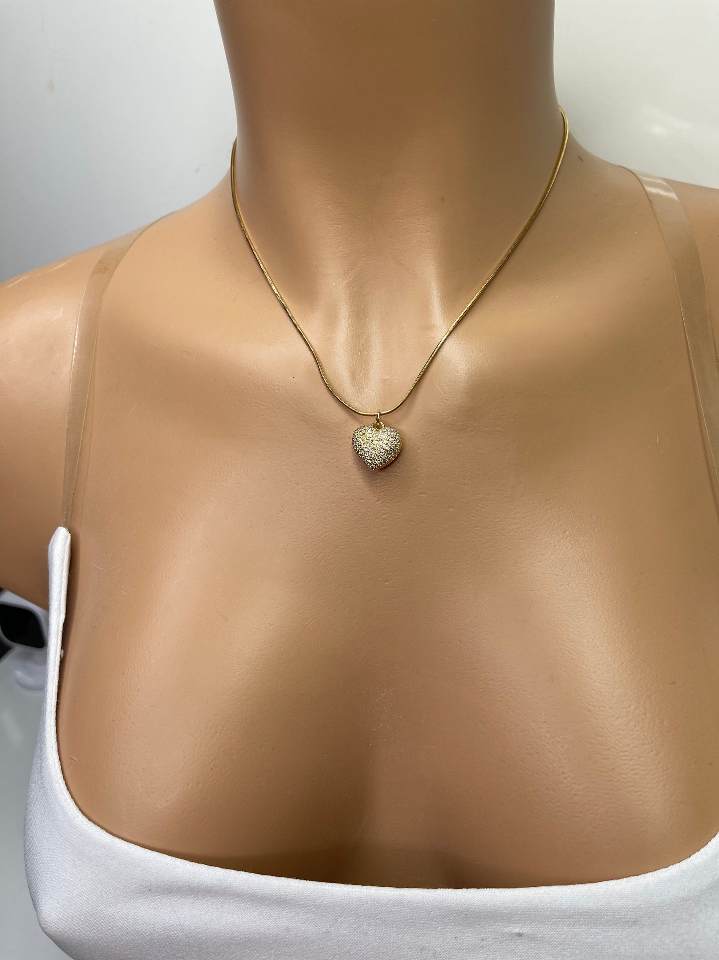 Gold Zirconia Heart Necklace