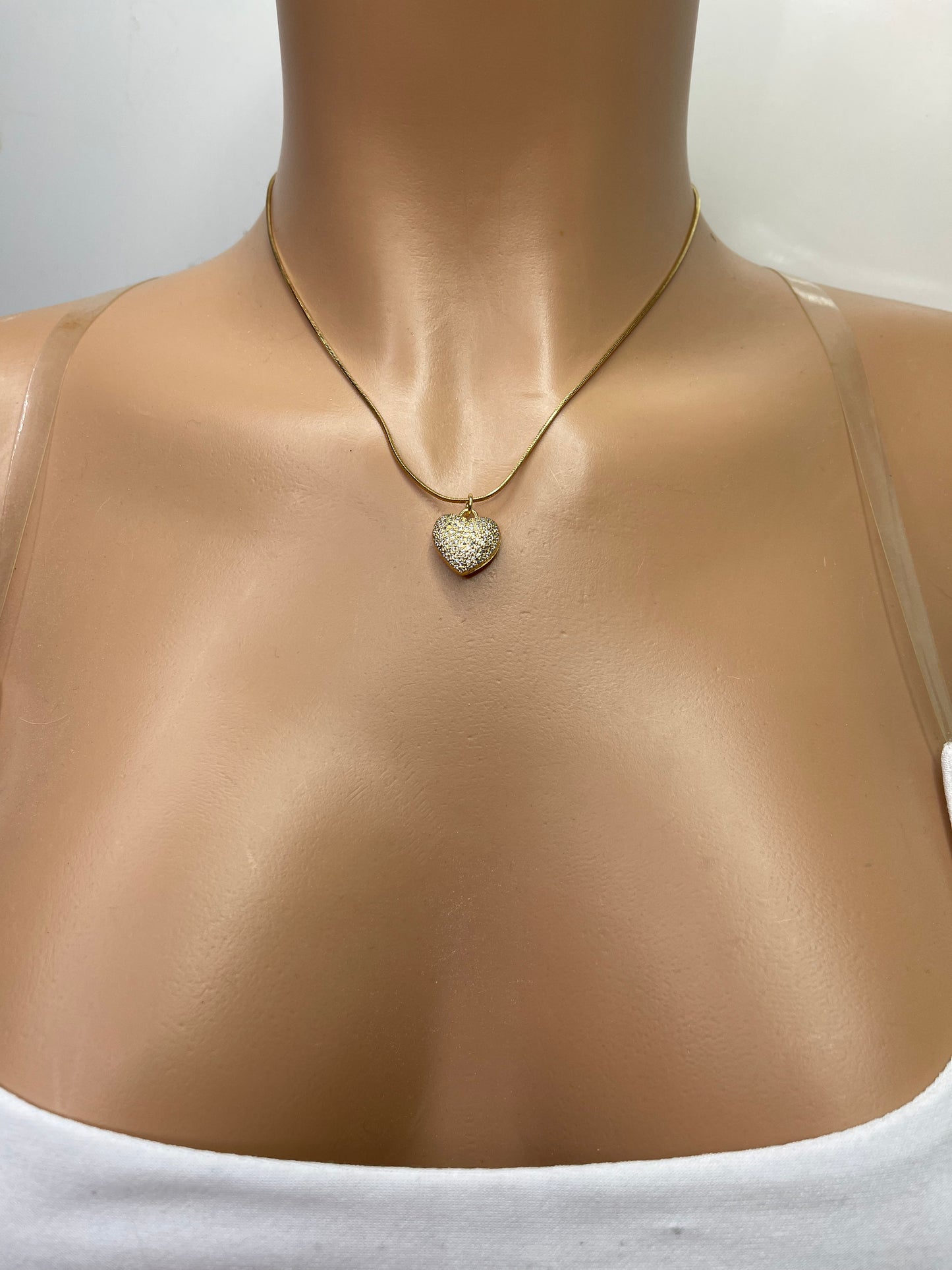 Gold Zirconia Heart Necklace