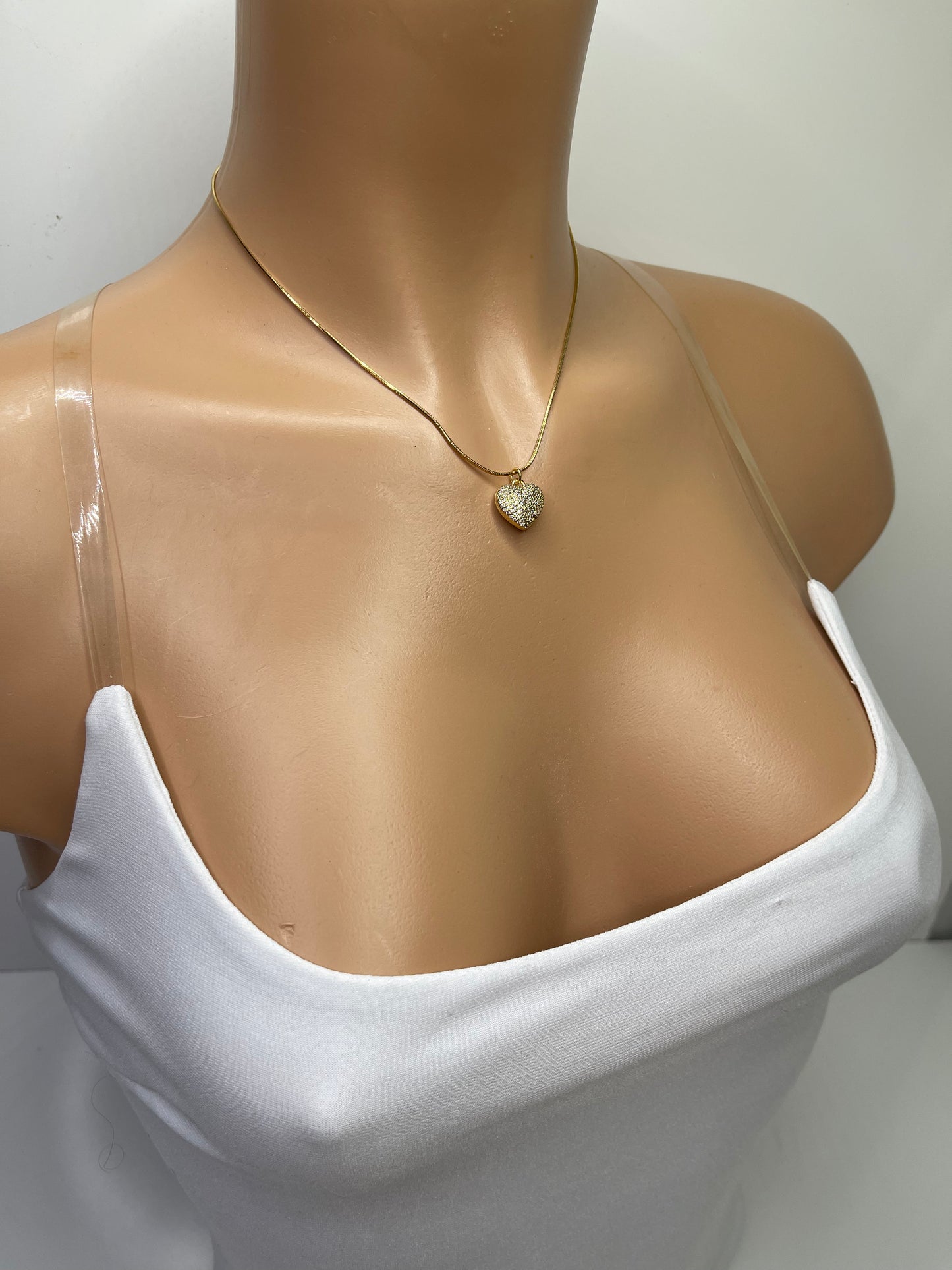 Gold Zirconia Heart Necklace