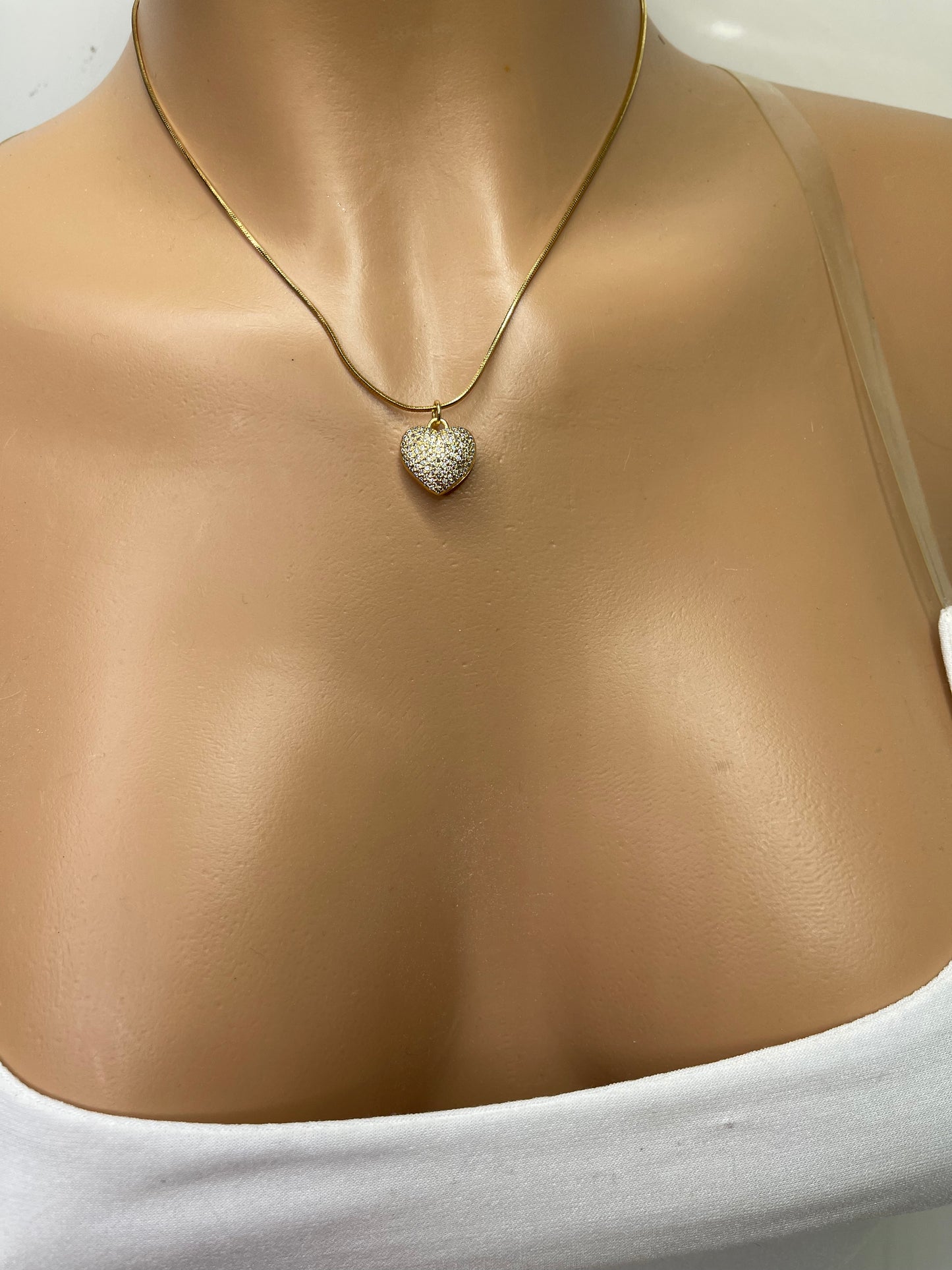 Gold Zirconia Heart Necklace