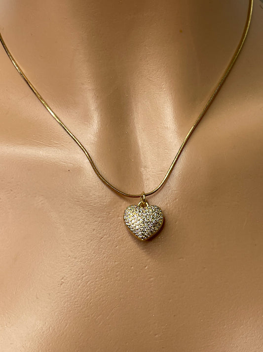 Gold Zirconia Heart Necklace