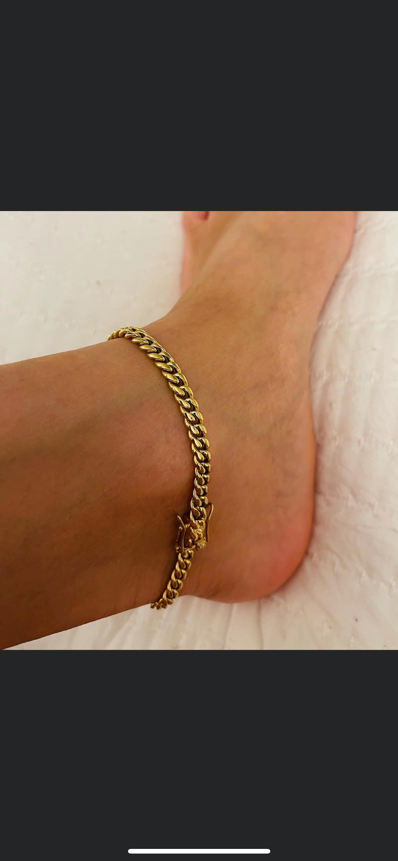 Gold Cuban Link Anklet 14 karat 6mm