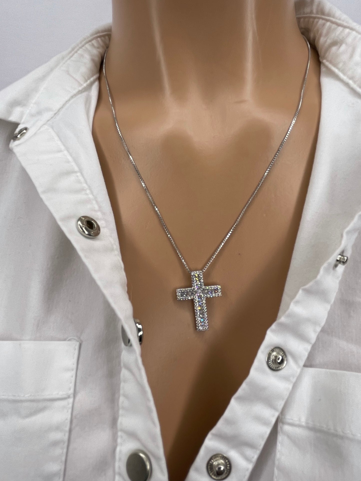 Religous Zirconia Cross Necklace 18K Plated