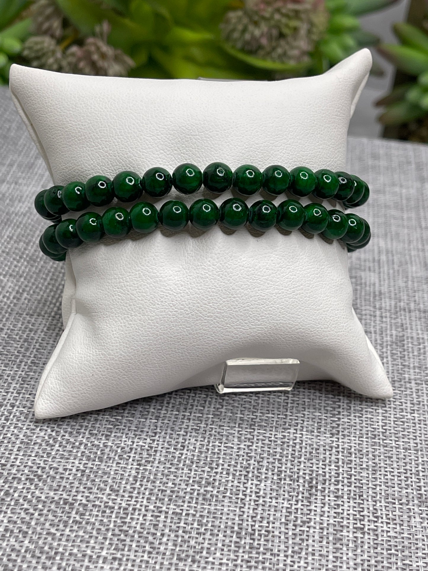 Men’s Beaded Bracelets in Green Agate