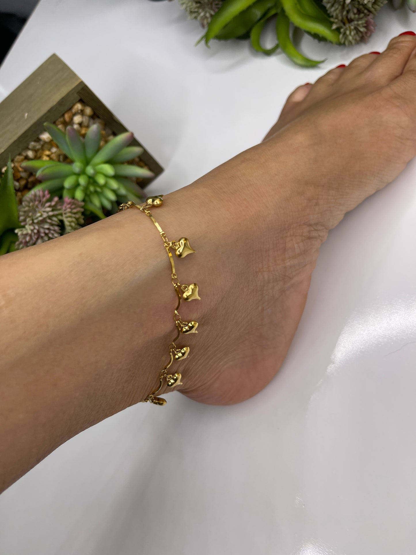 Gold Anklet Heart Stainless Steel