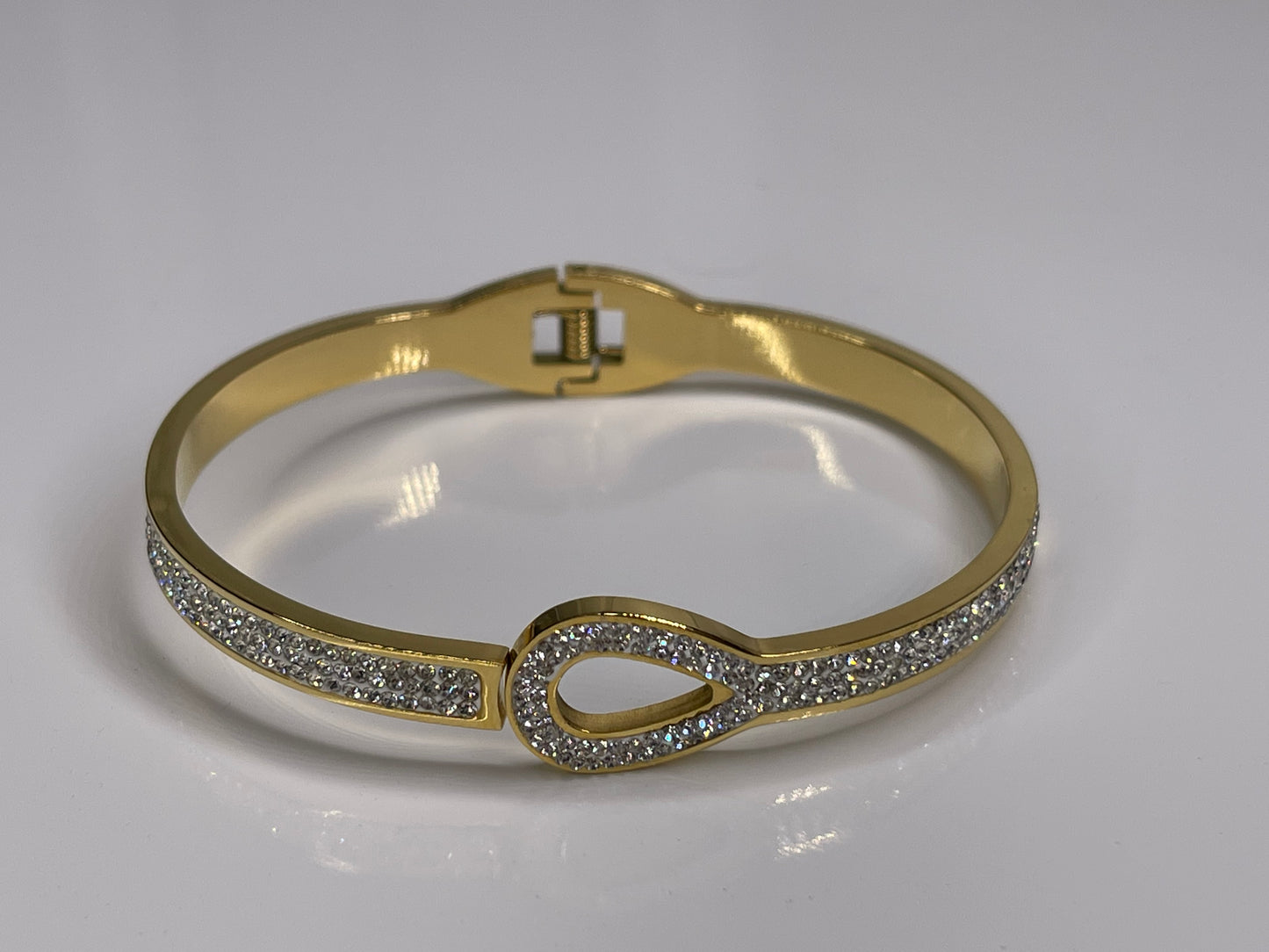 Gold / Silver Bangle Bracelet with Zirconia Stones Arm Candy