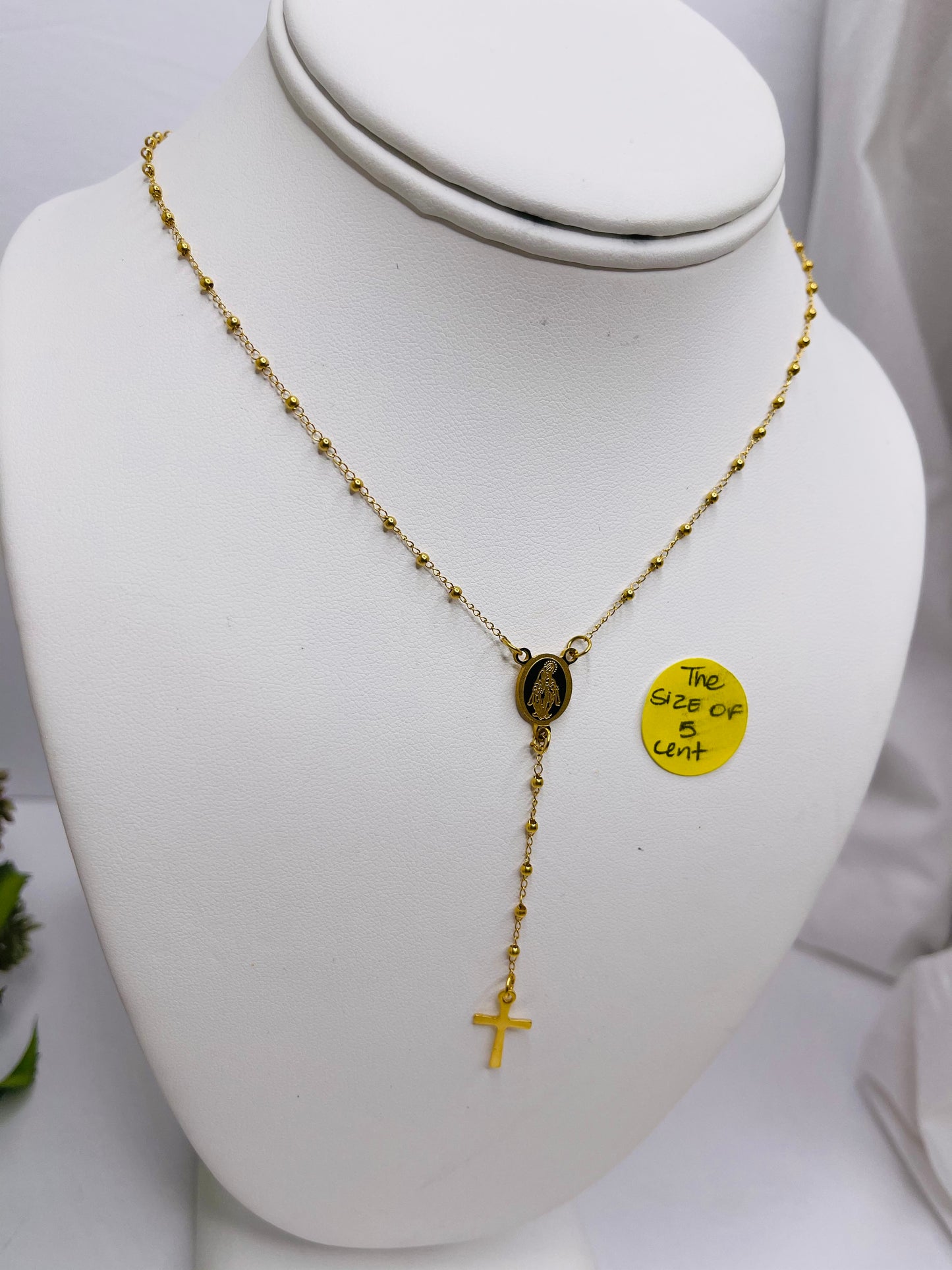 Gold Rosary Religious Necklace