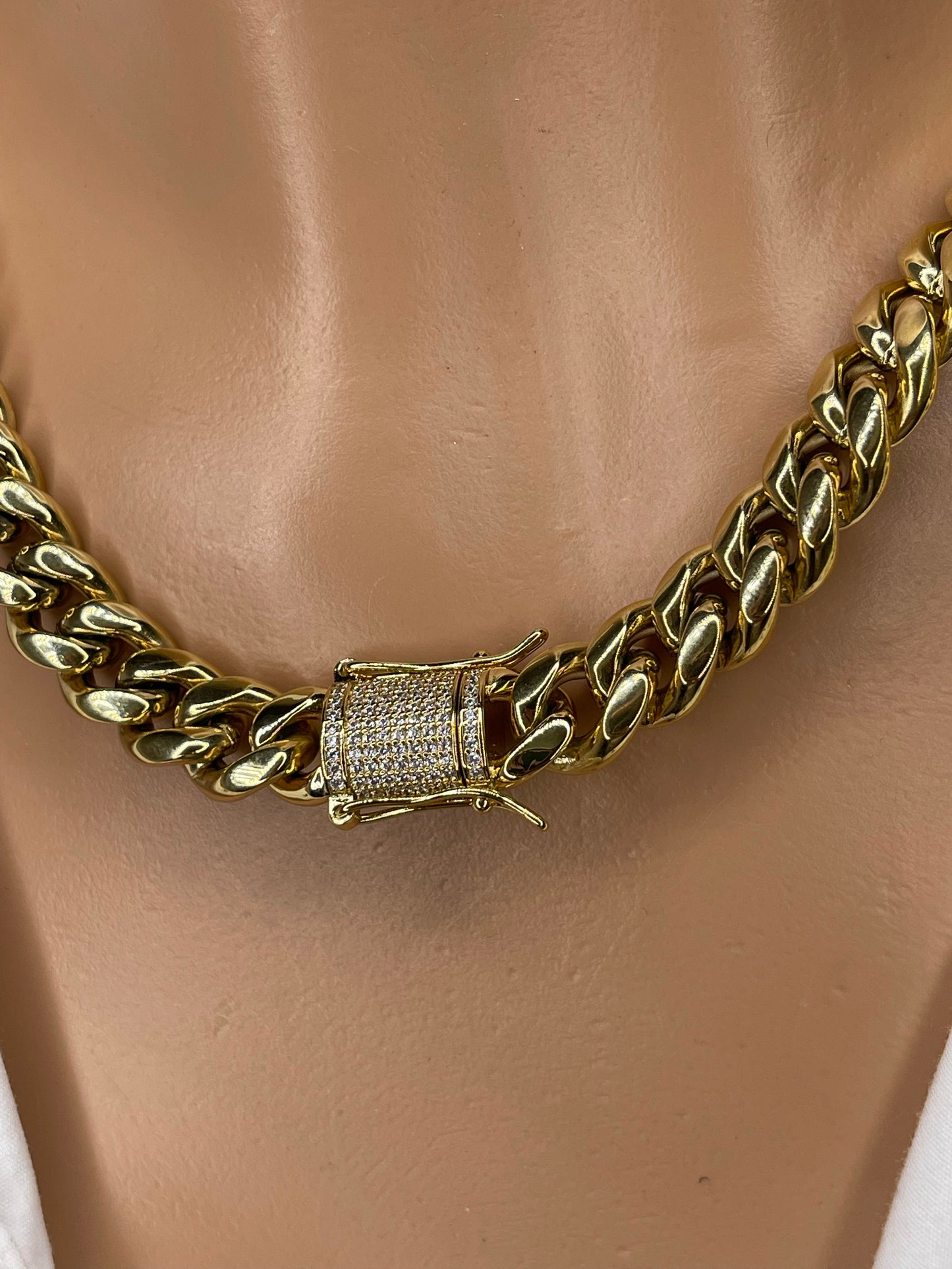 Cuban Link 14 karat Gold plated Necklace Set bracelet