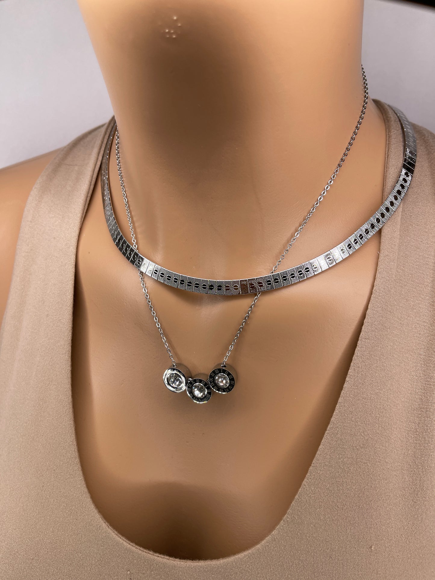 Silver Stainless Steel Necklace set