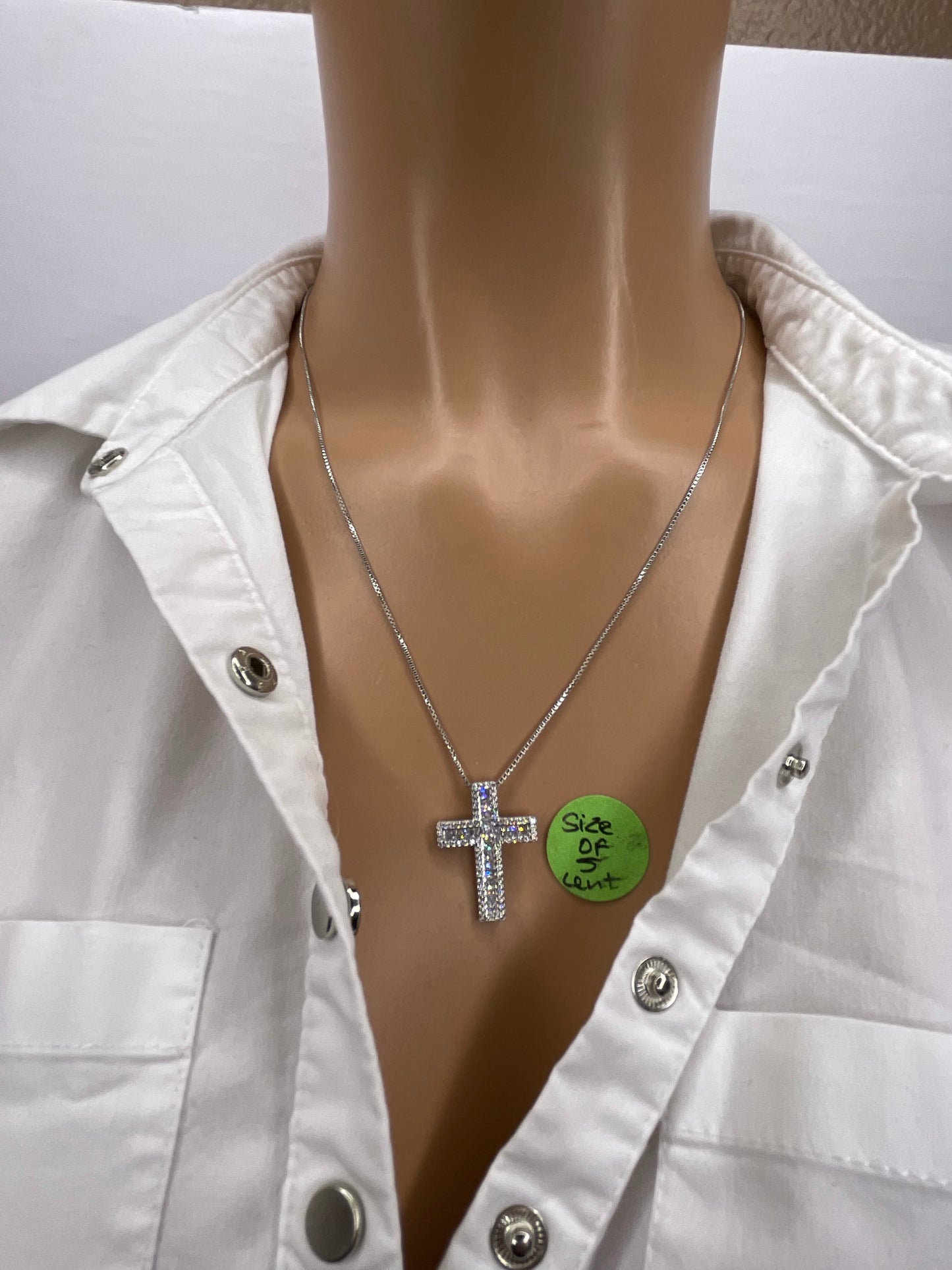 Religous Zirconia Cross Necklace 18K Plated