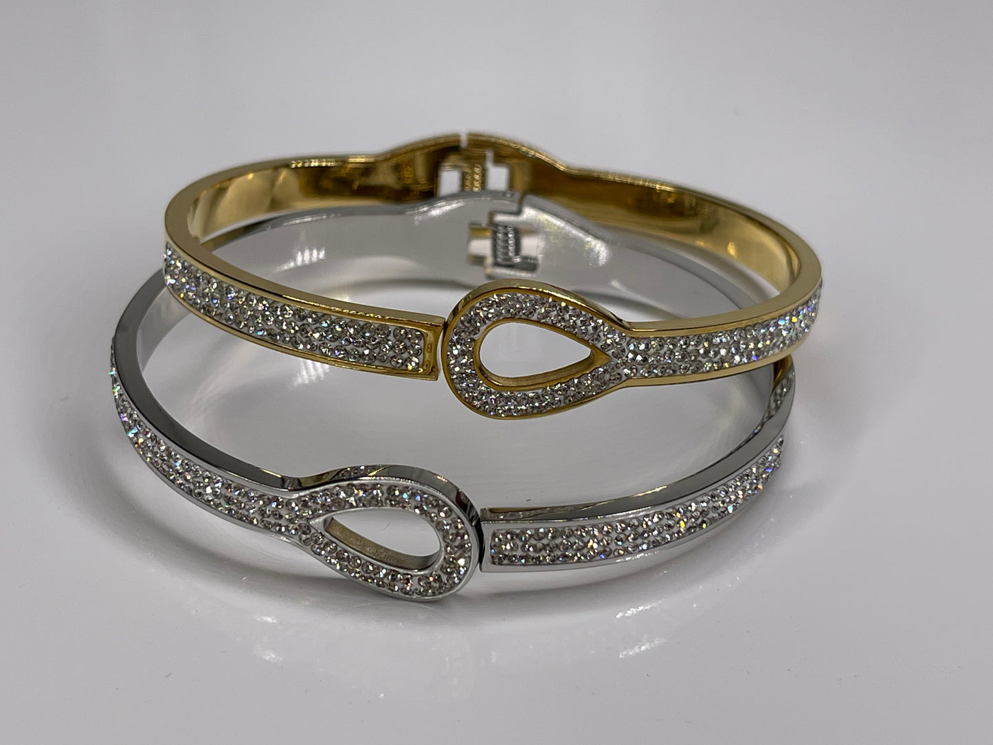 Gold / Silver Bangle Bracelet with Zirconia Stones Arm Candy