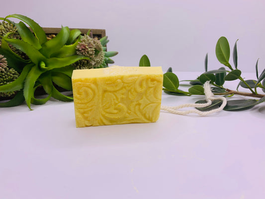 Pineapple  scented Soap Shea Butter soap on rope, loofah