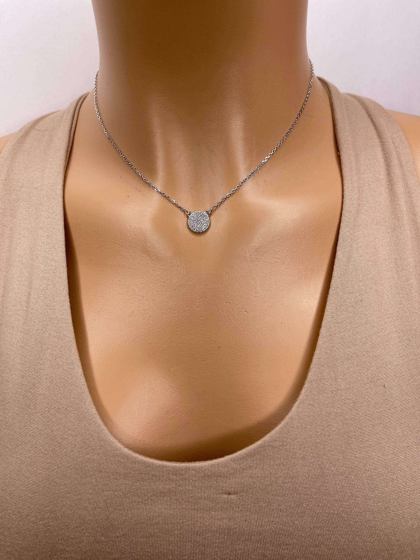 Sterling Silver Necklace with Zirconia stones