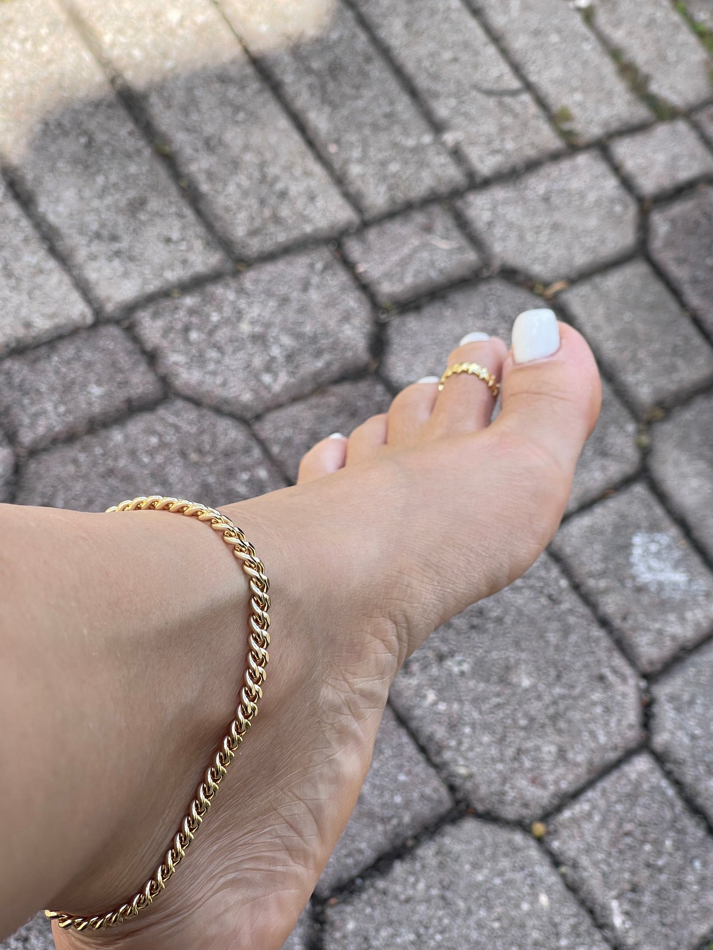 Gold 18 karat plated Cuban link Anklet 6mm