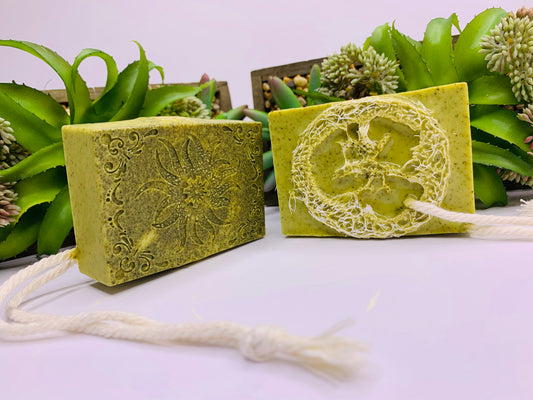 MORINGA Soap| Exfoliating Loofah on Rope